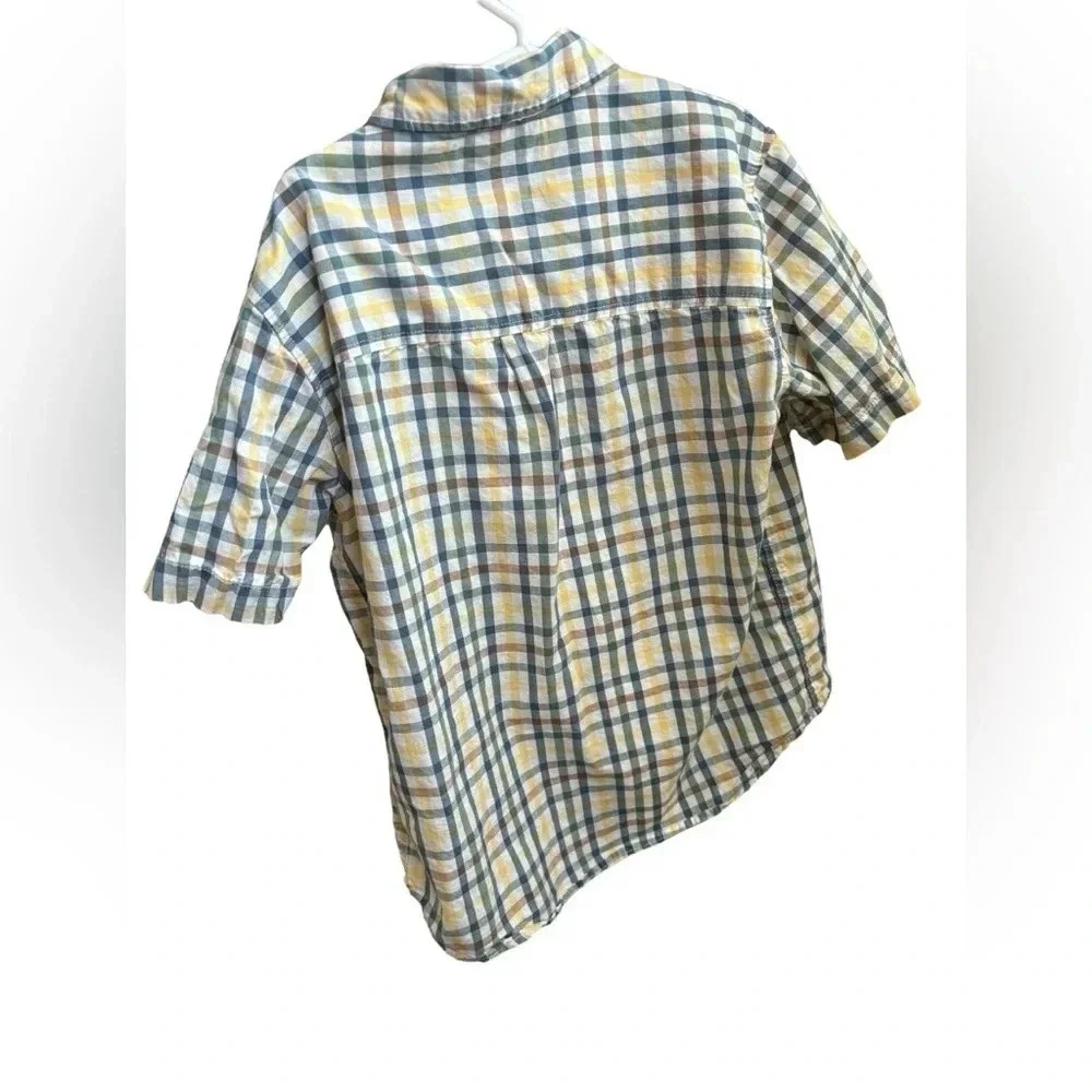 Old Navy. Boys Blue Green Yellow Plaid Short Sleeve Button Down Size 8